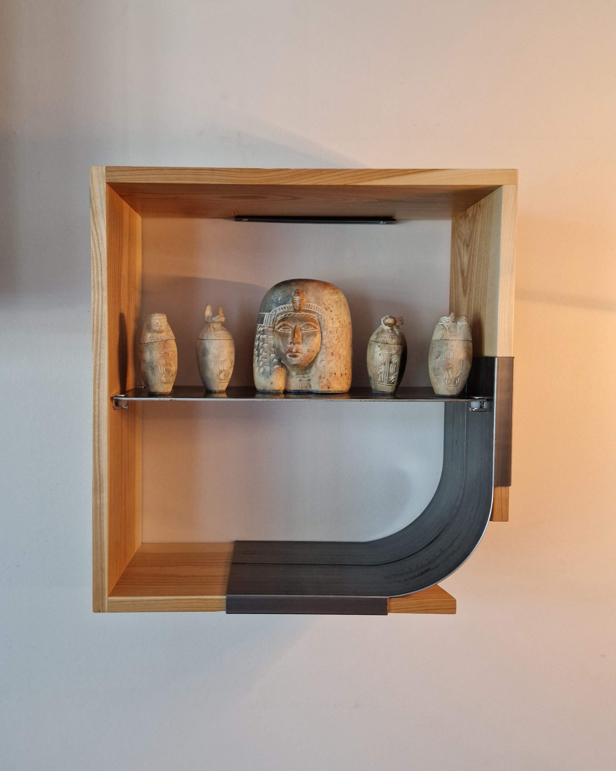 étagère murale caisson bois métal coin arrondi