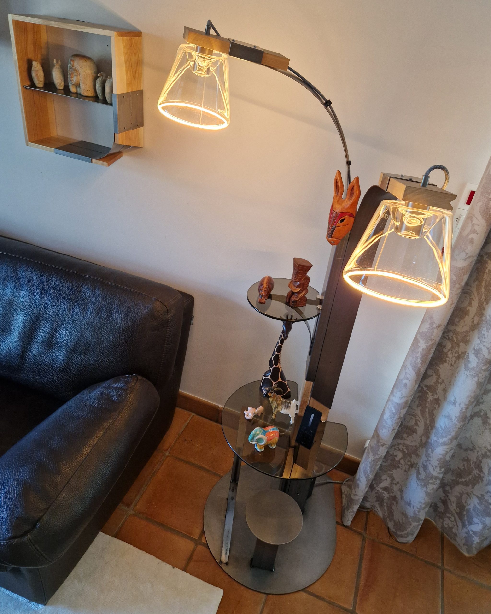 lampadaire double éclairage métal design unique kevoe