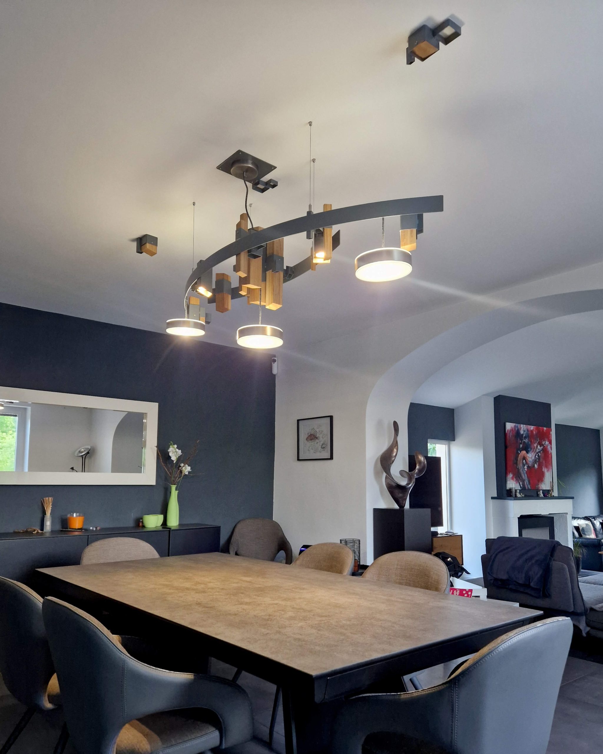 lustre original kevoe salle à manger design xxl futuriste contemporain métal bois
