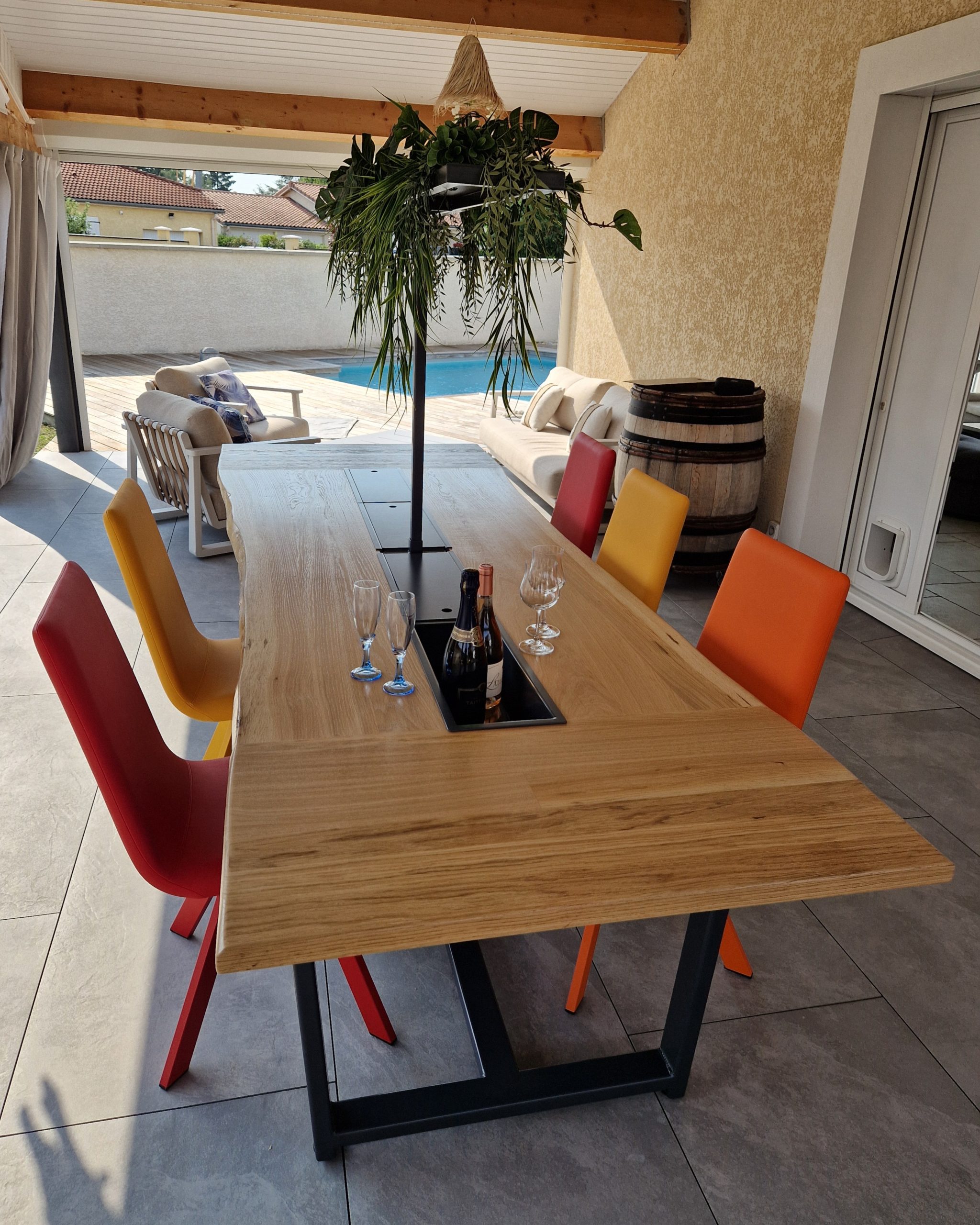 table à manger bois metal 12personnes live edge